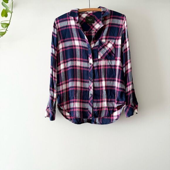 Rails Hunter Flannel Plaid Button Shirt Regent Taffy White Size XS - Picture 2 of 6